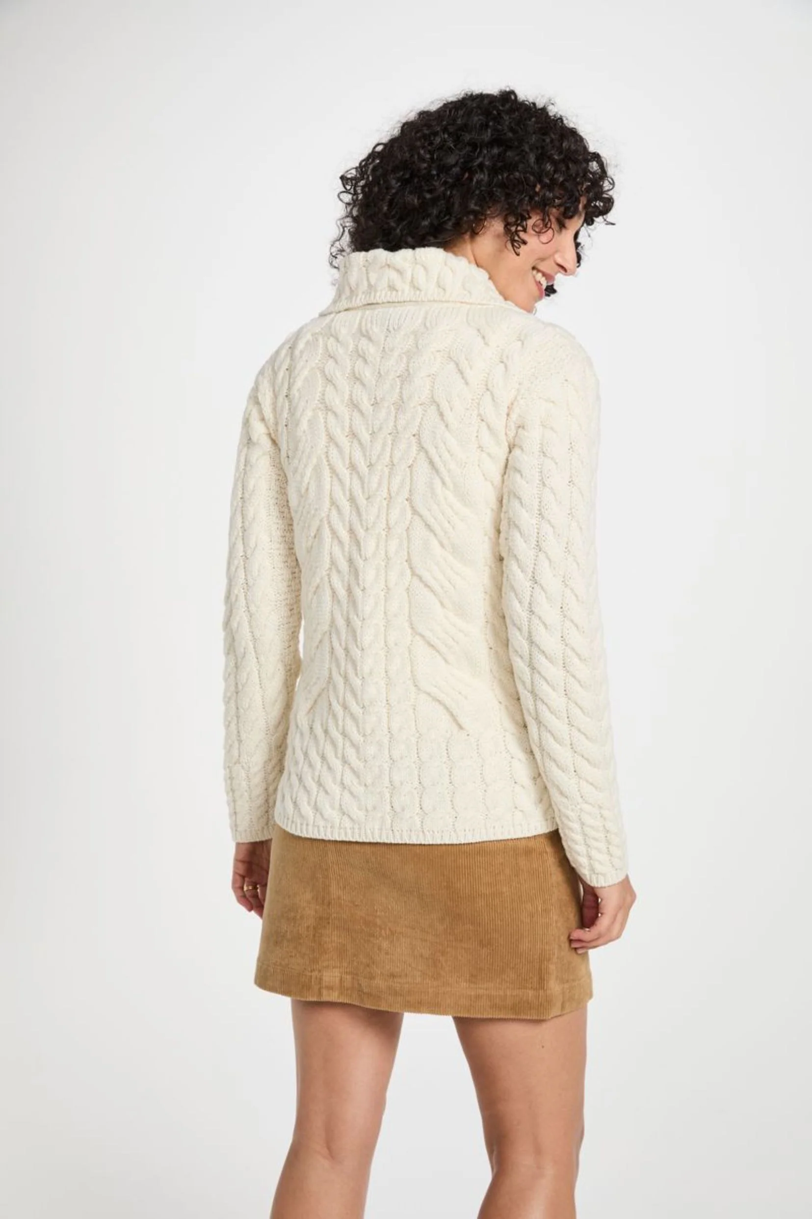 Belcarra Ladies Aran Cardigan - Cream - Image 5