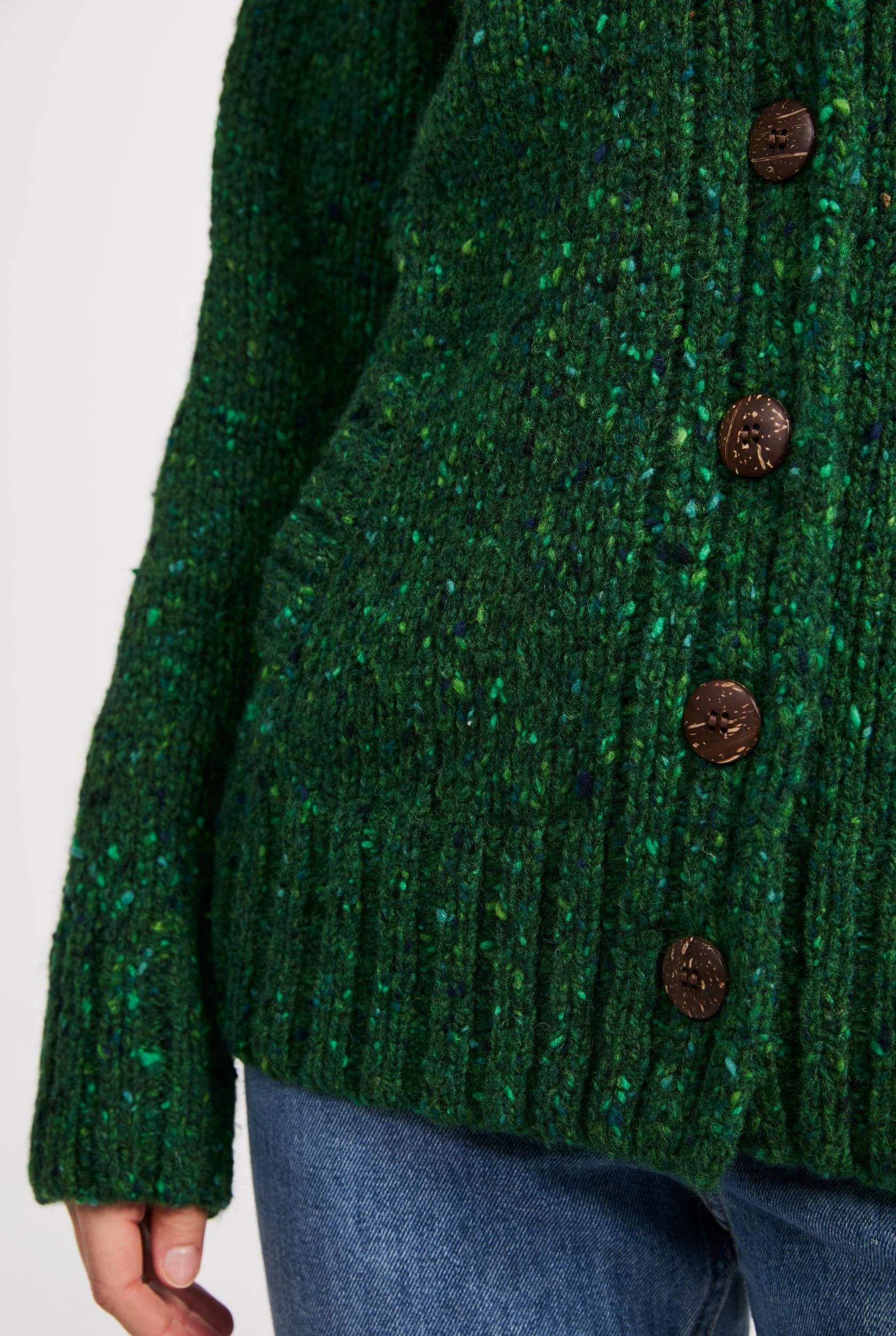 Bonny Glen Ladies Tweed Cardigan - Bright Green - Image 3
