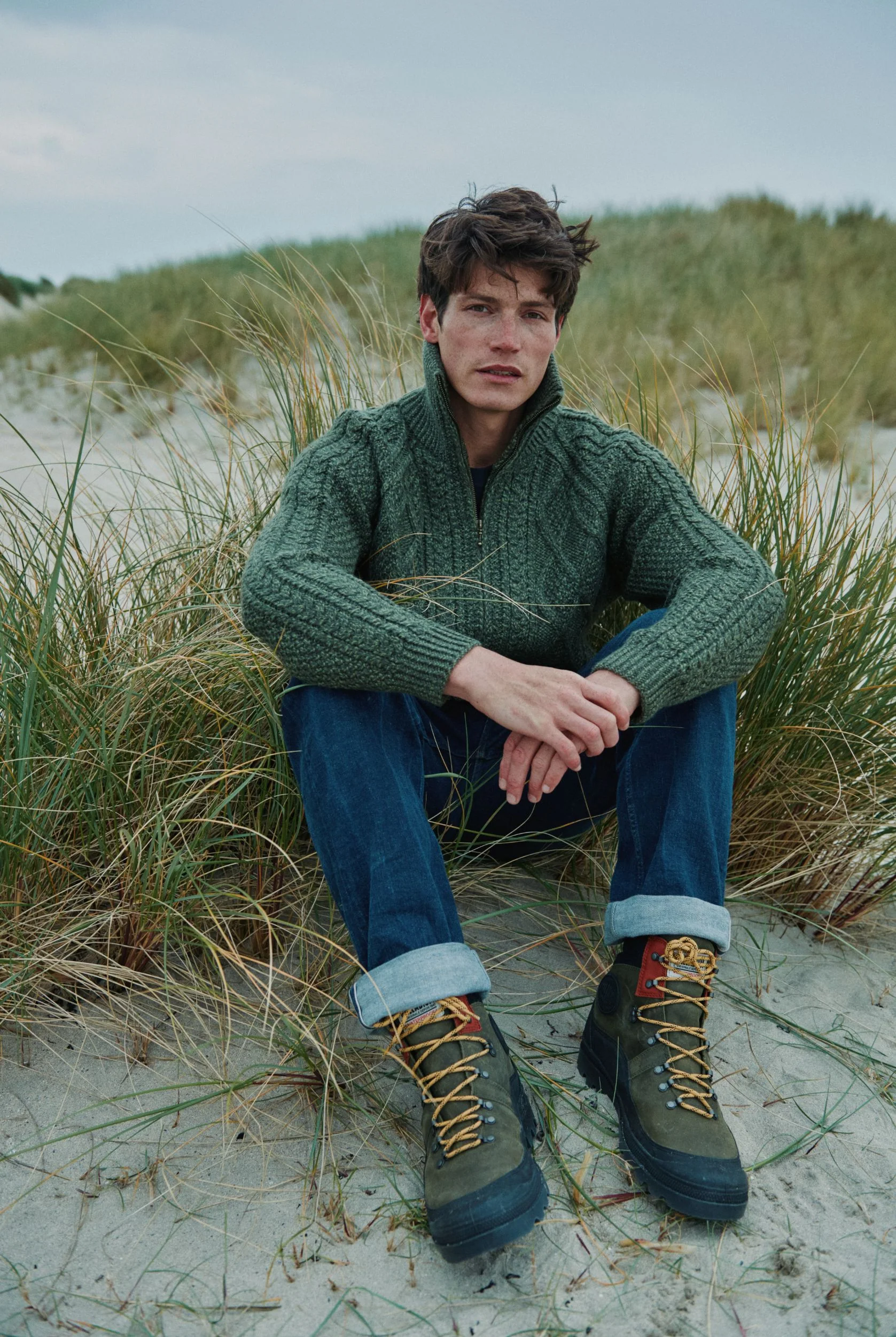 Brannock Men's Aran Zipper Cardigan - Green - Image 4