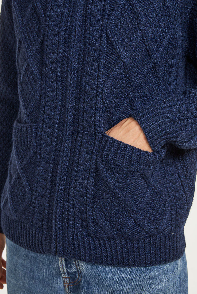 Brannock Men's Aran Zipper Cardigan - Navy - Image 4