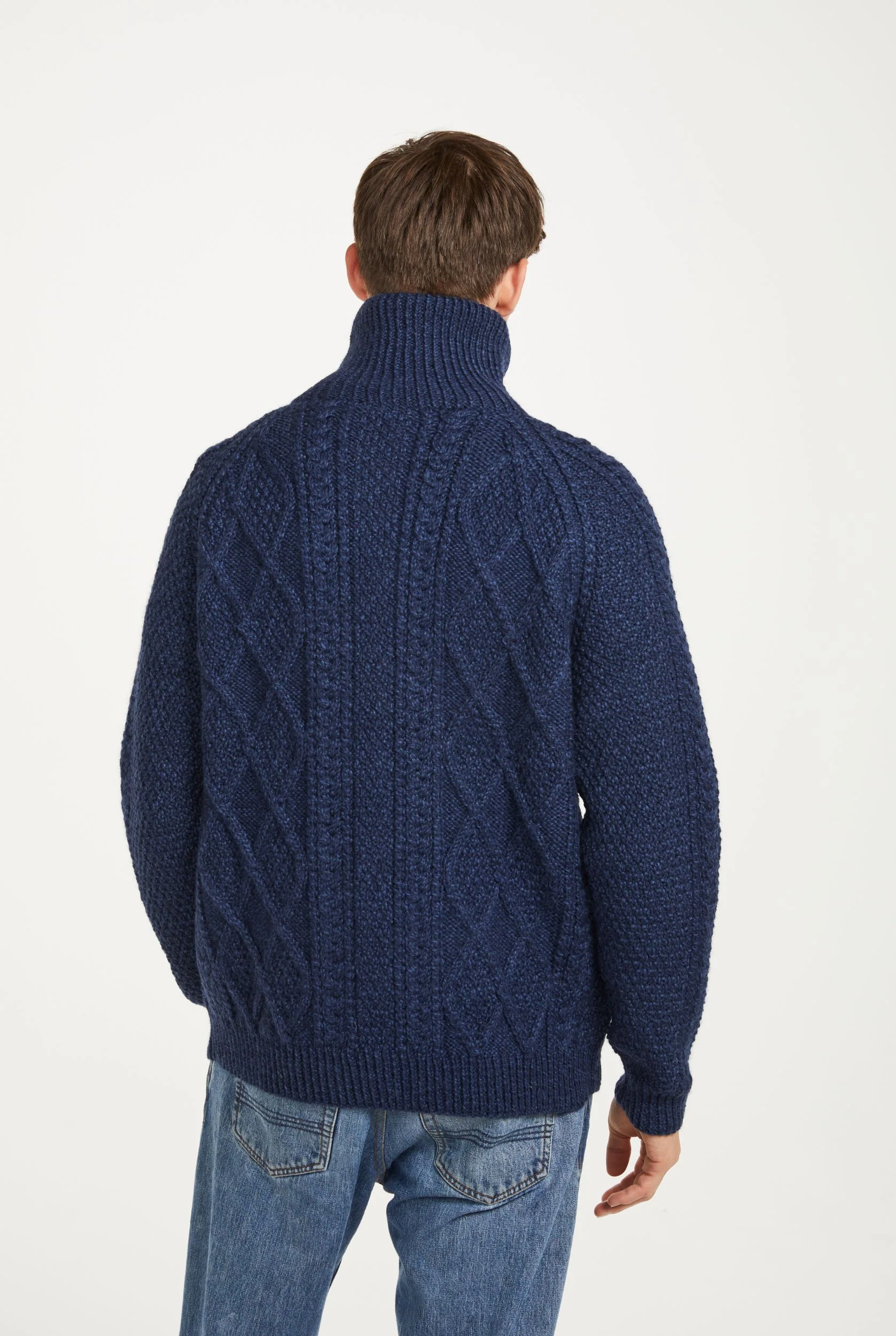 Brannock Men's Aran Zipper Cardigan - Navy - Image 5