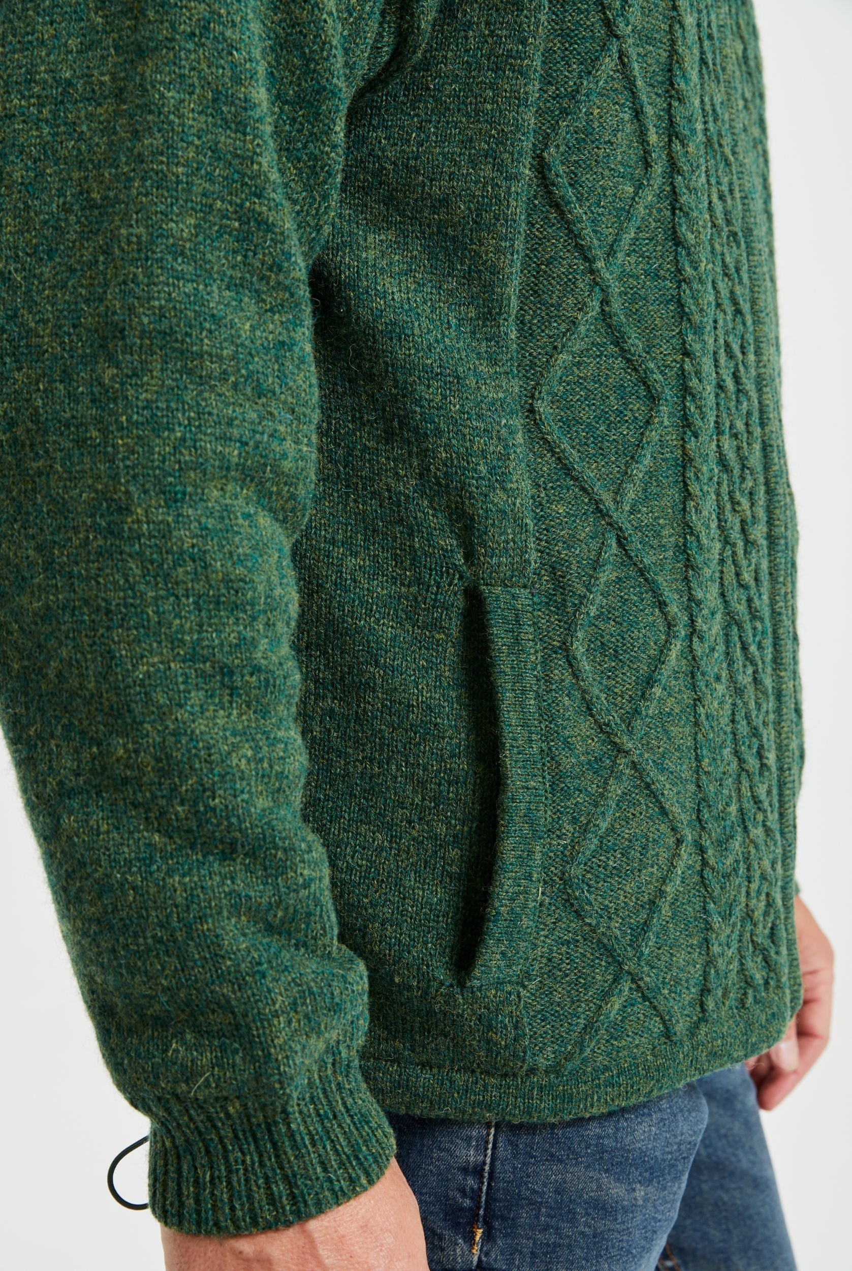 Farmleigh Lined Wool Mens Cardigan - Green - Image 3