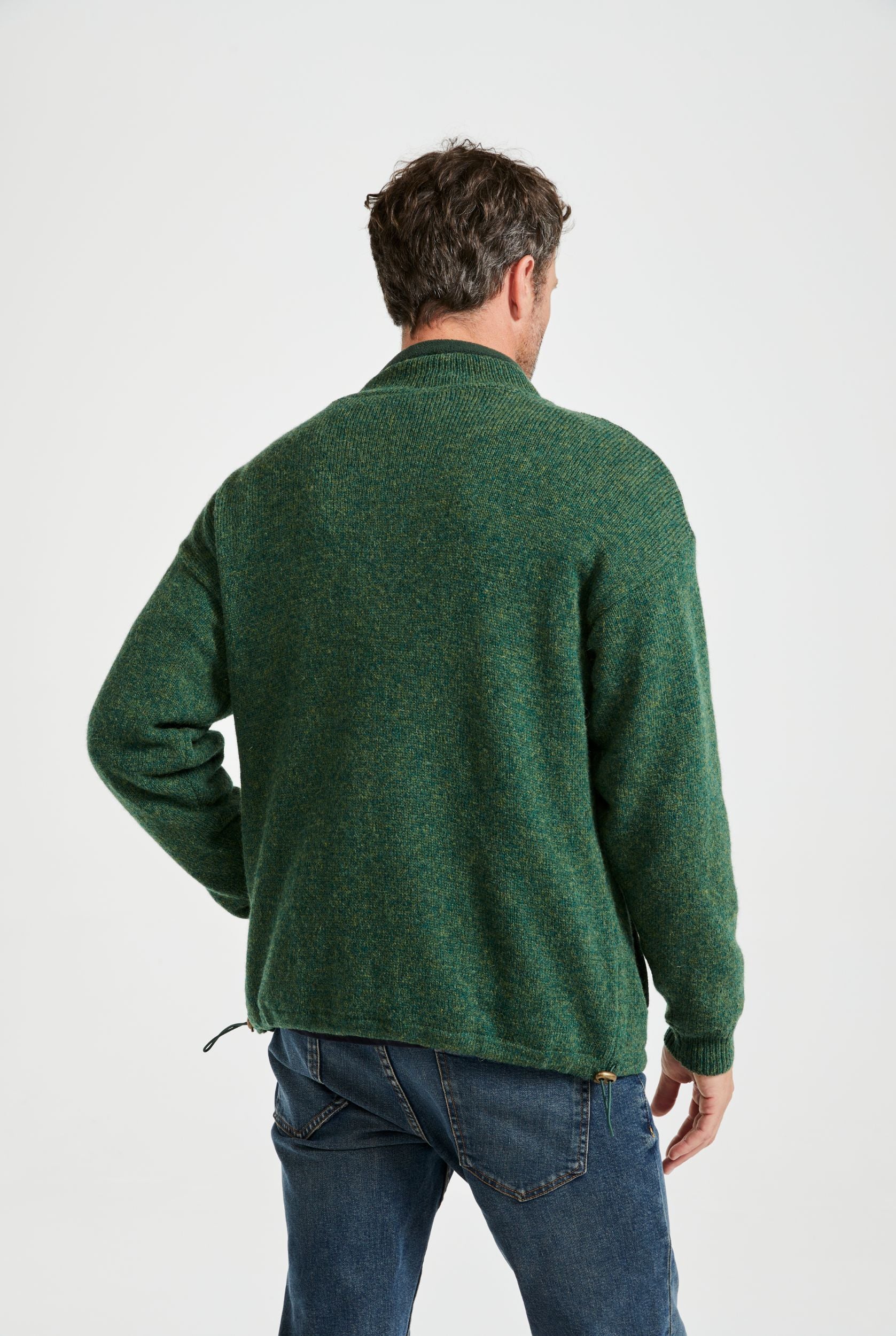 Farmleigh Lined Wool Mens Cardigan - Green - Image 5