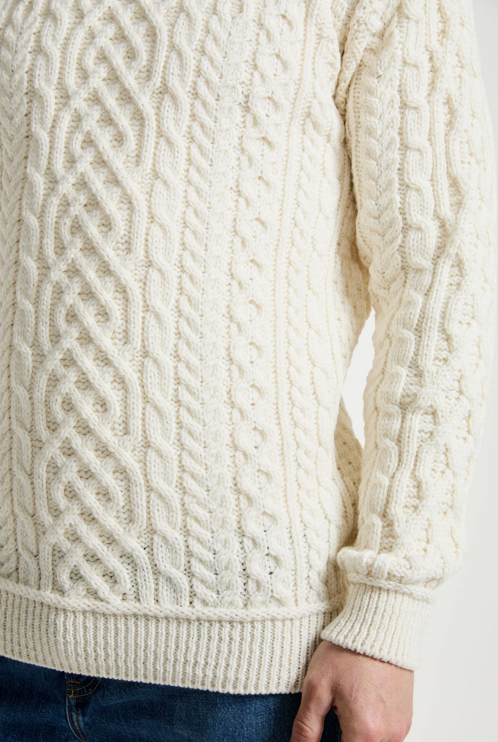 Inishturk Mens Aran Sweater - Cream - Image 3