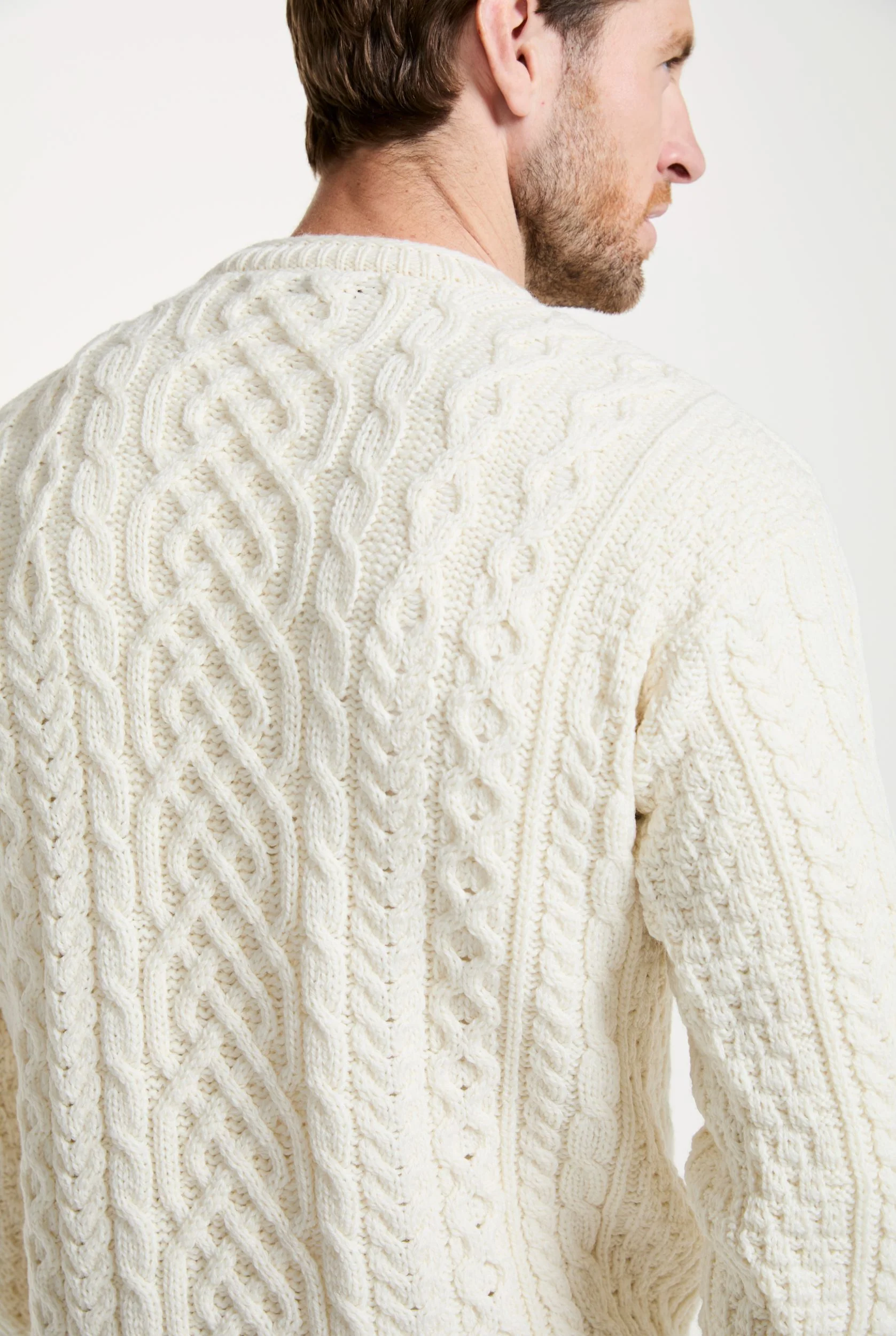 Inishturk Mens Aran Sweater - Cream - Image 5