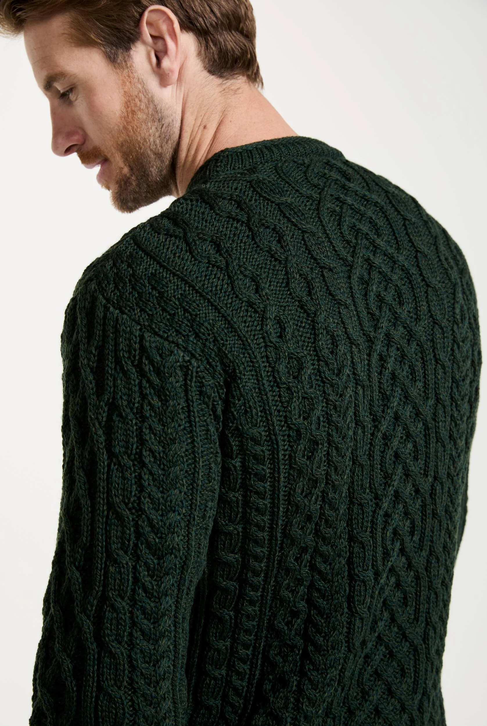 Inishturk Mens Aran Sweater - Emerald Green - Image 4
