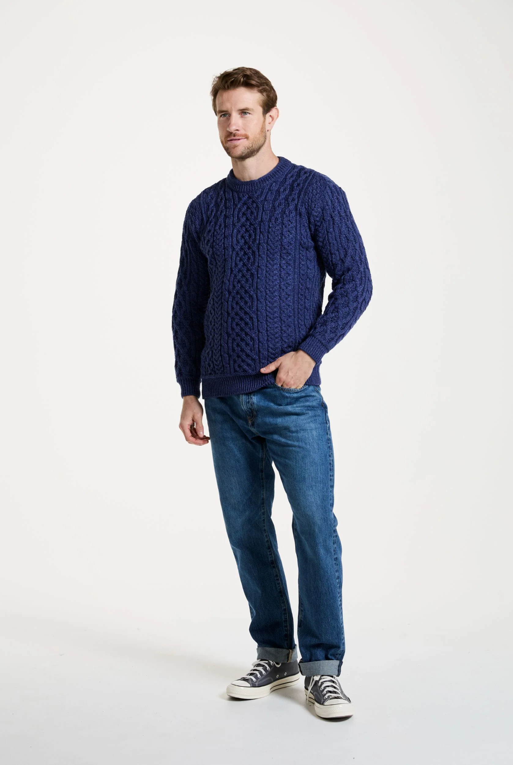 Inishturk Mens Aran Sweater - Navy - Image 3