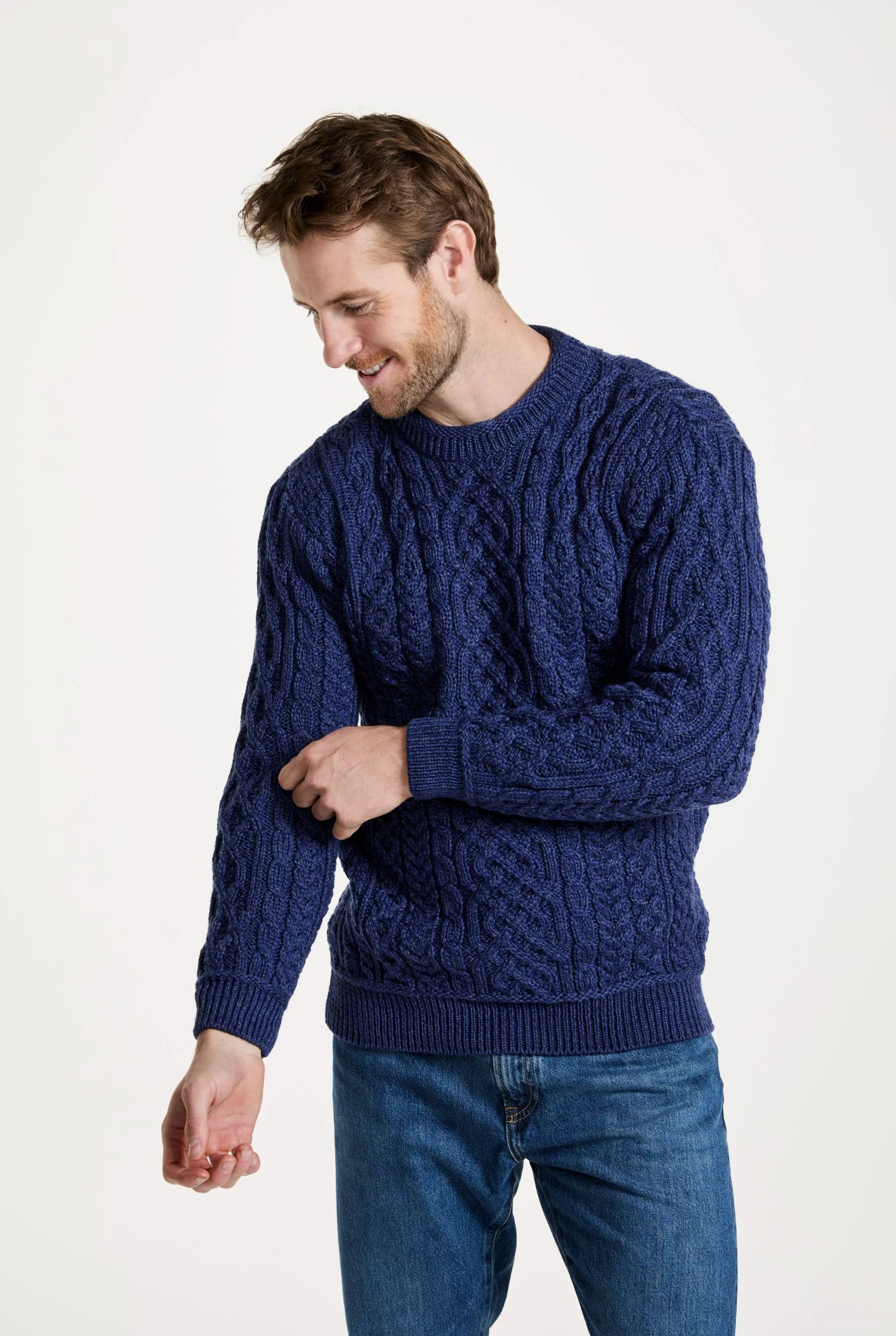 Inishturk Mens Aran Sweater - Navy - Image 4