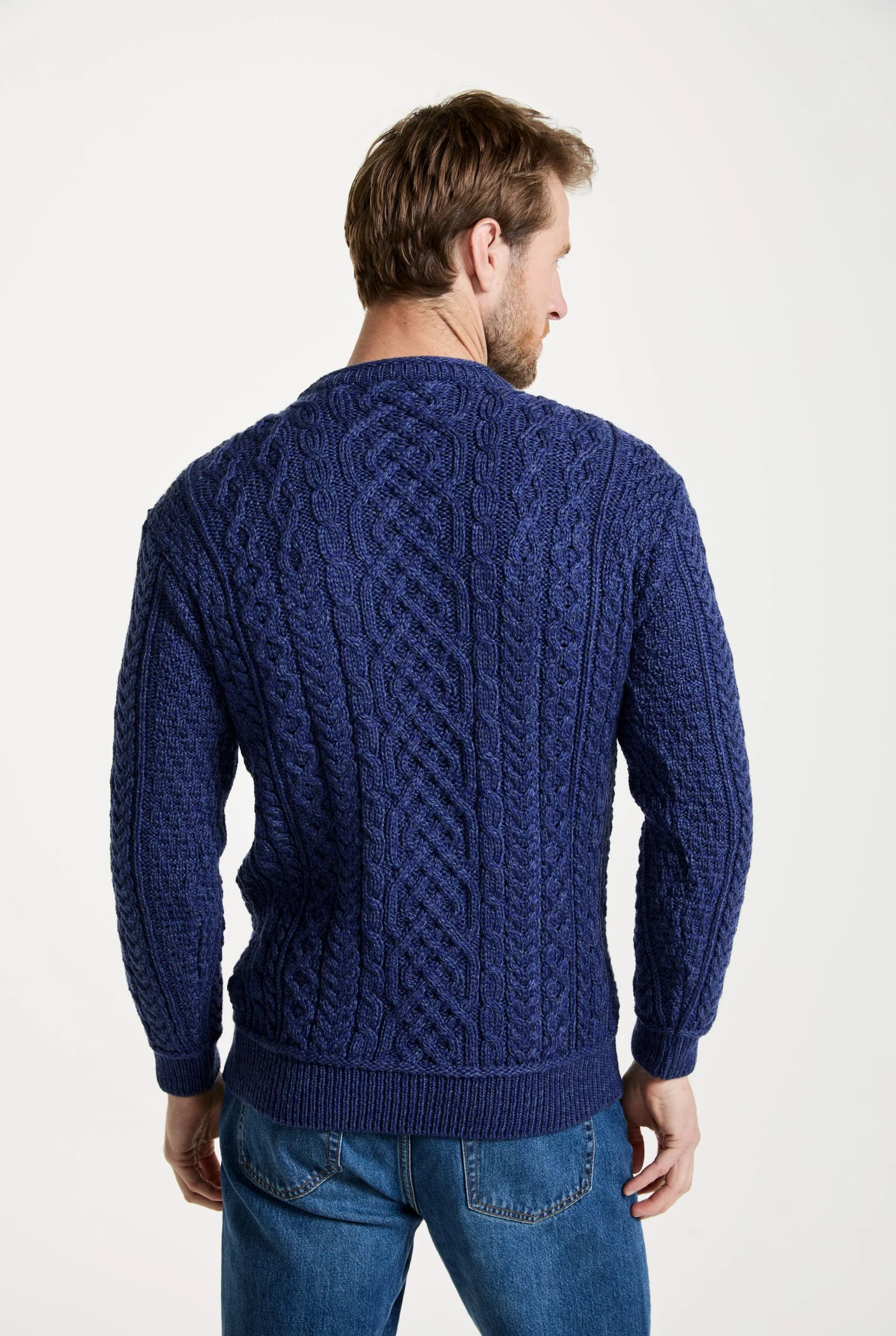 Inishturk Mens Aran Sweater - Navy - Image 5