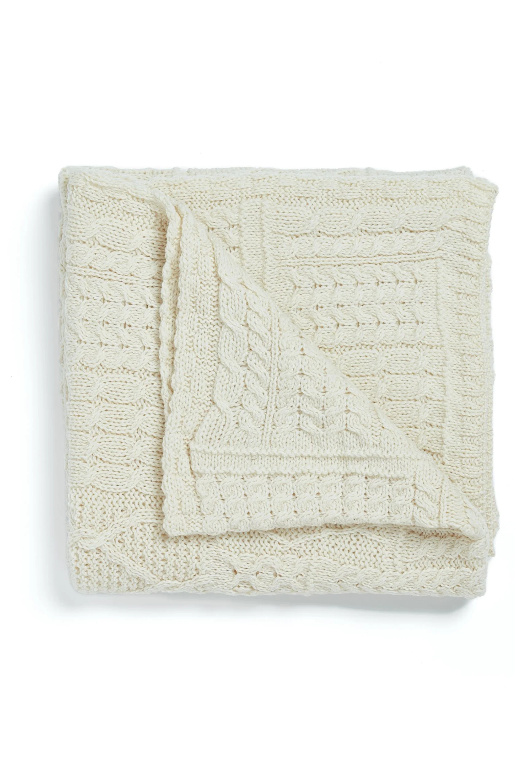 Keel Aran Patchwork Merino Blanket -  Cream - Image 3
