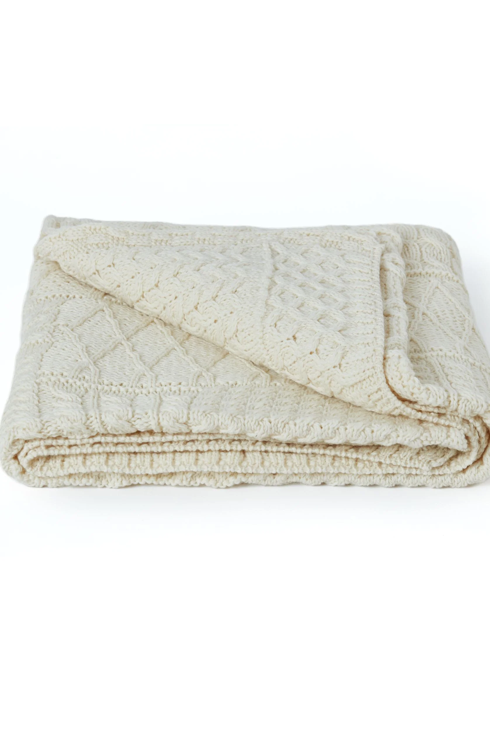 Keel Aran Patchwork Merino Blanket -  Cream - Image 4
