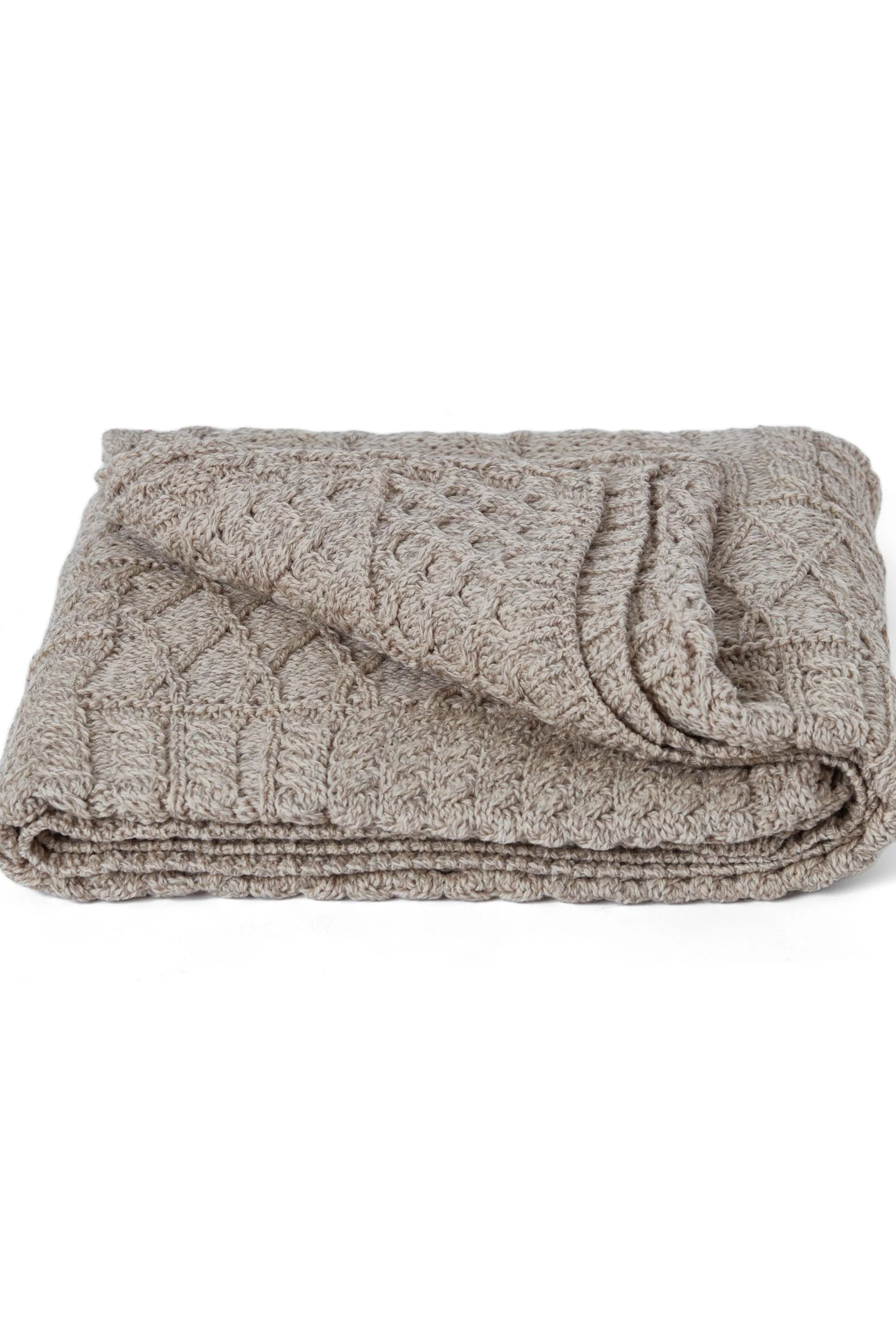 Keel Aran Patchwork Merino Blanket -  Oat - Image 3