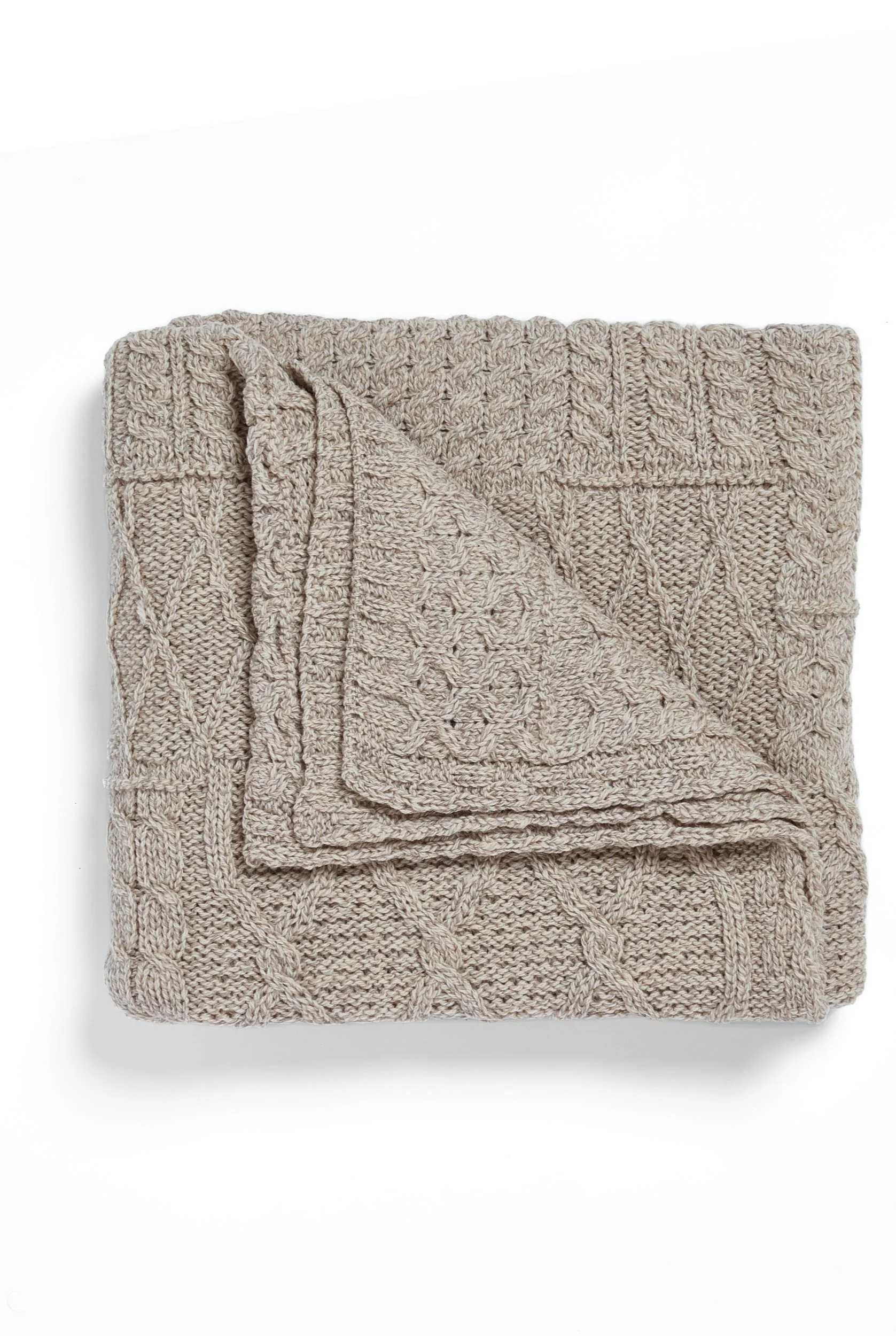 Keel Aran Patchwork Merino Blanket -  Oat - Image 4
