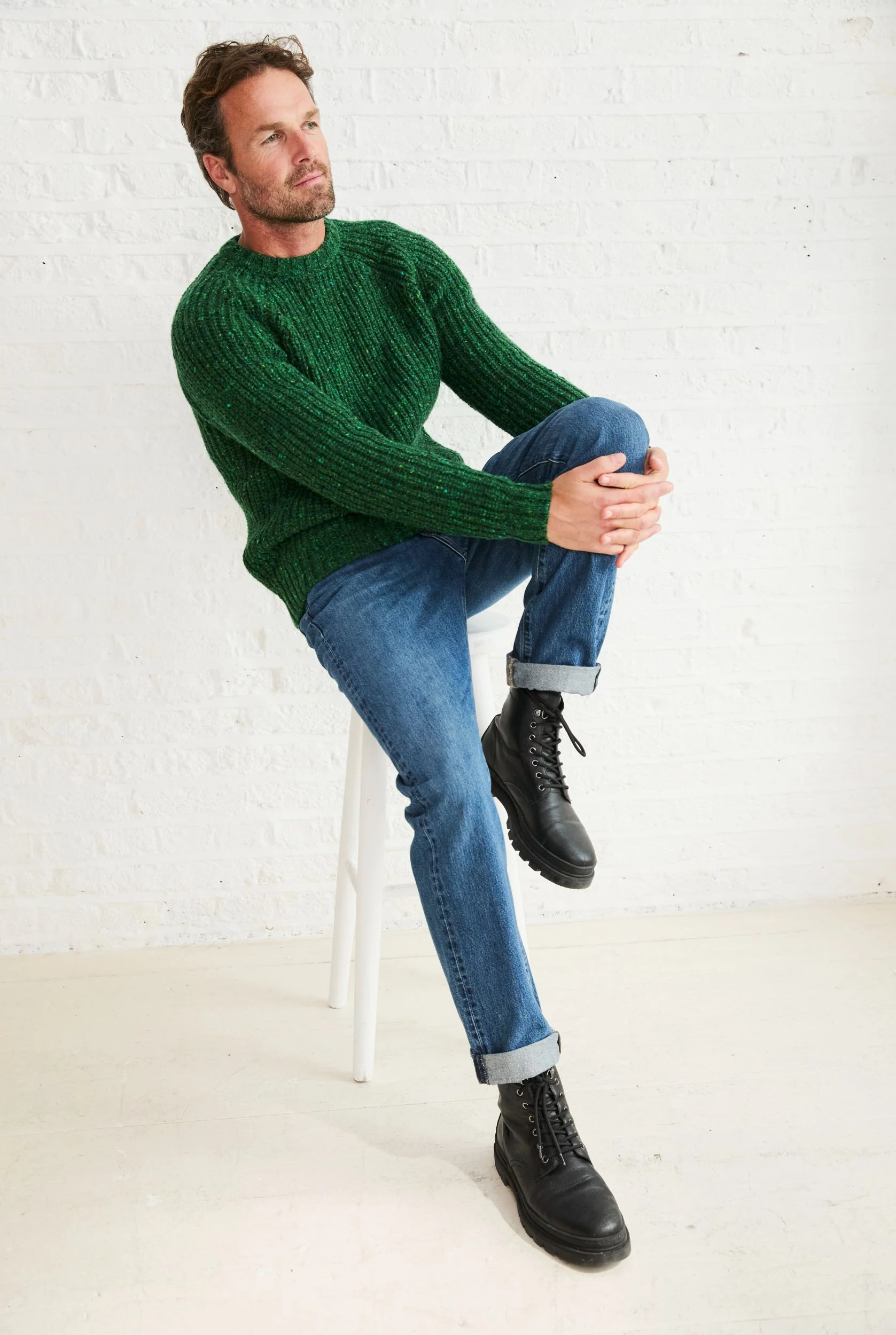 Killykeen Mens Fisherman Ribbed Crew - Green - Image 4