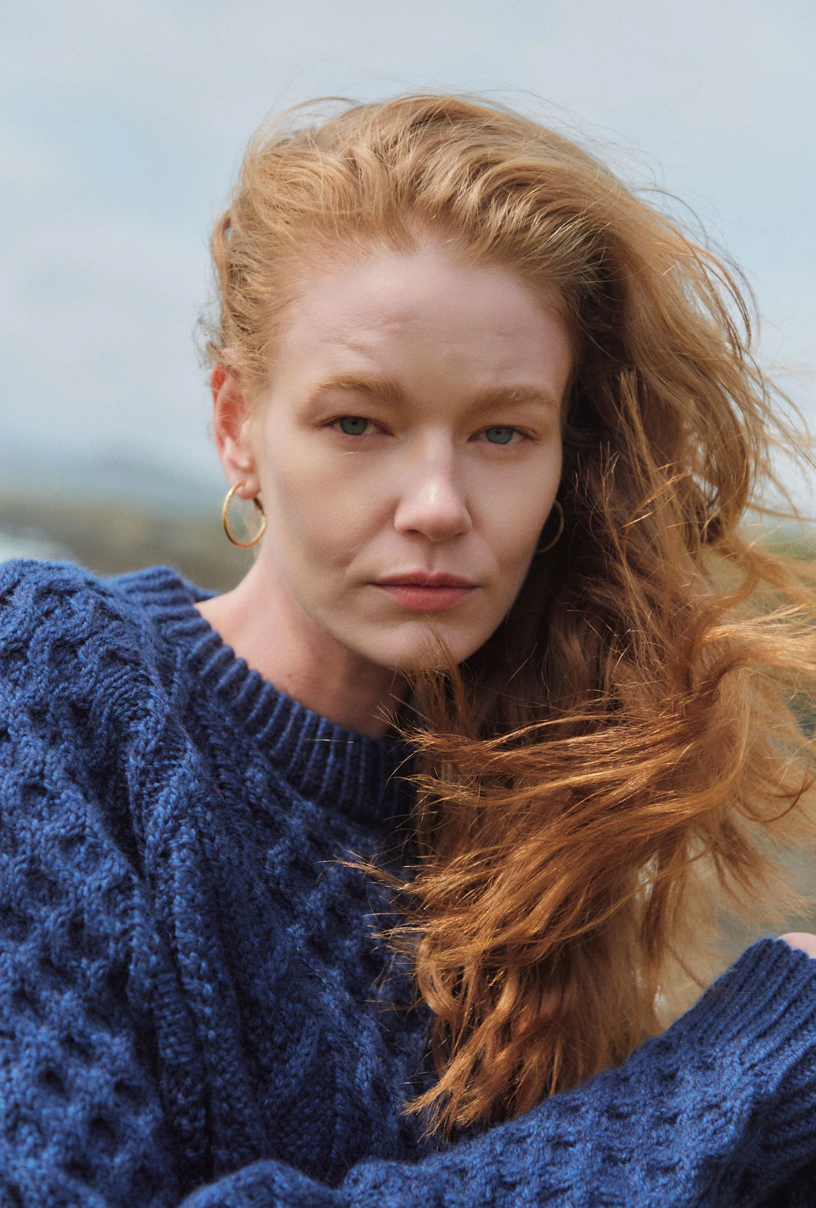 Kilronan Aran Ladies Honeycomb Sweater - Navy - Image 3