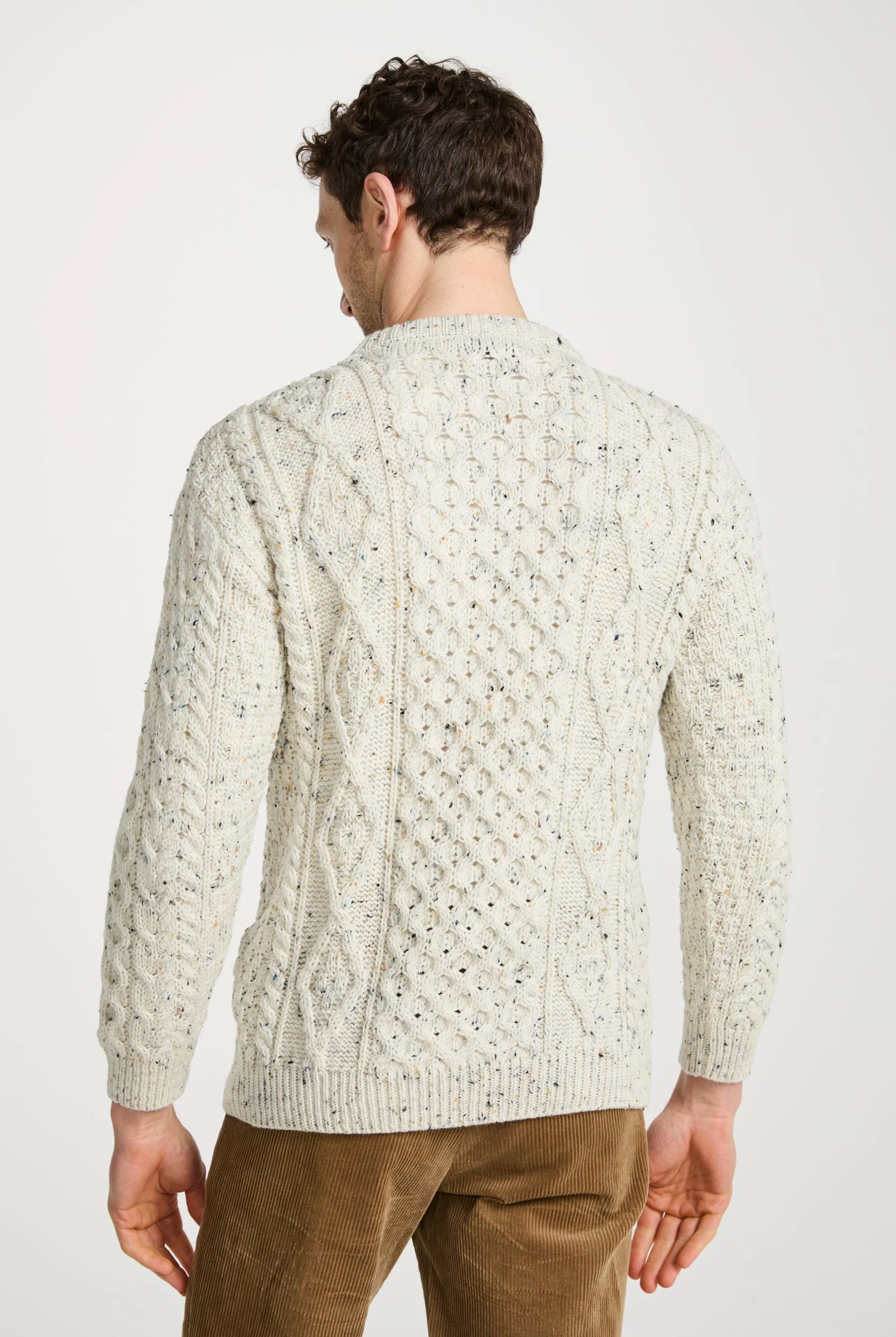 Moher Traditional Aran Sweater - Flecked Cream - Image 5