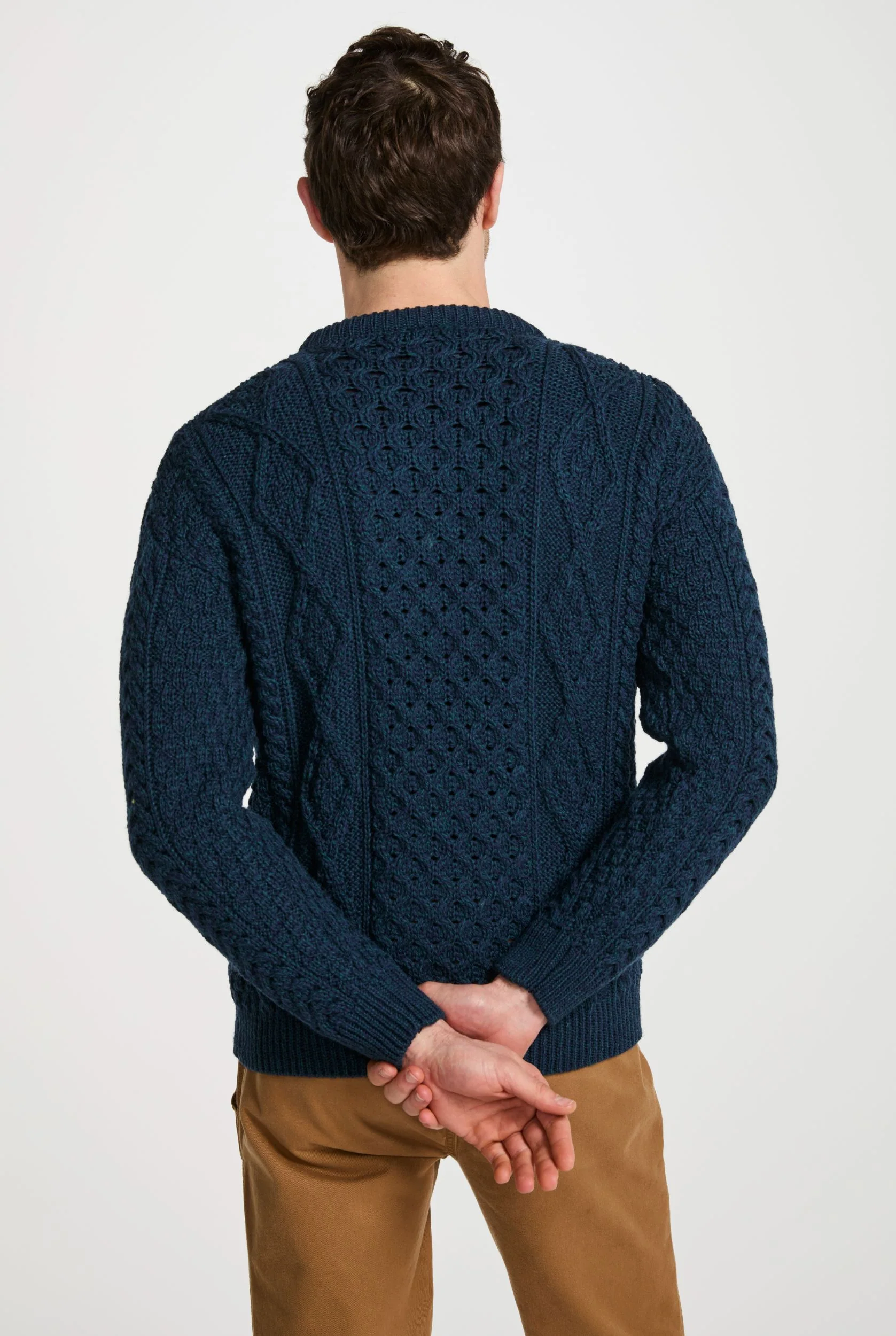 Moher Traditional Aran Sweater - Navy - Image 5